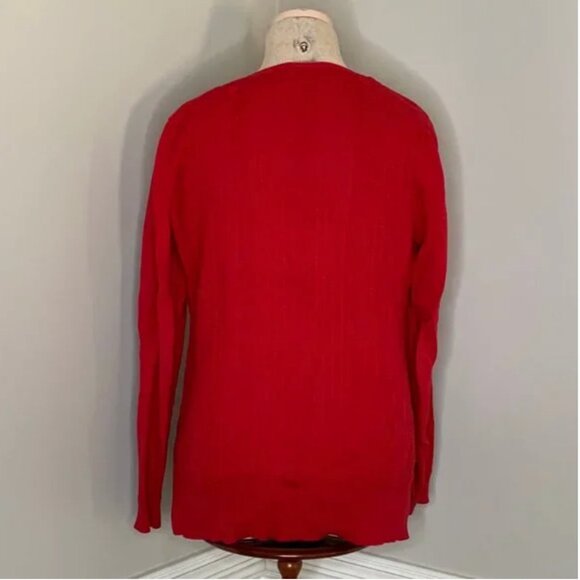 Talbots Red V-Neck Long Sleeve Knit Sweater Size Small - Picture 2 of 6